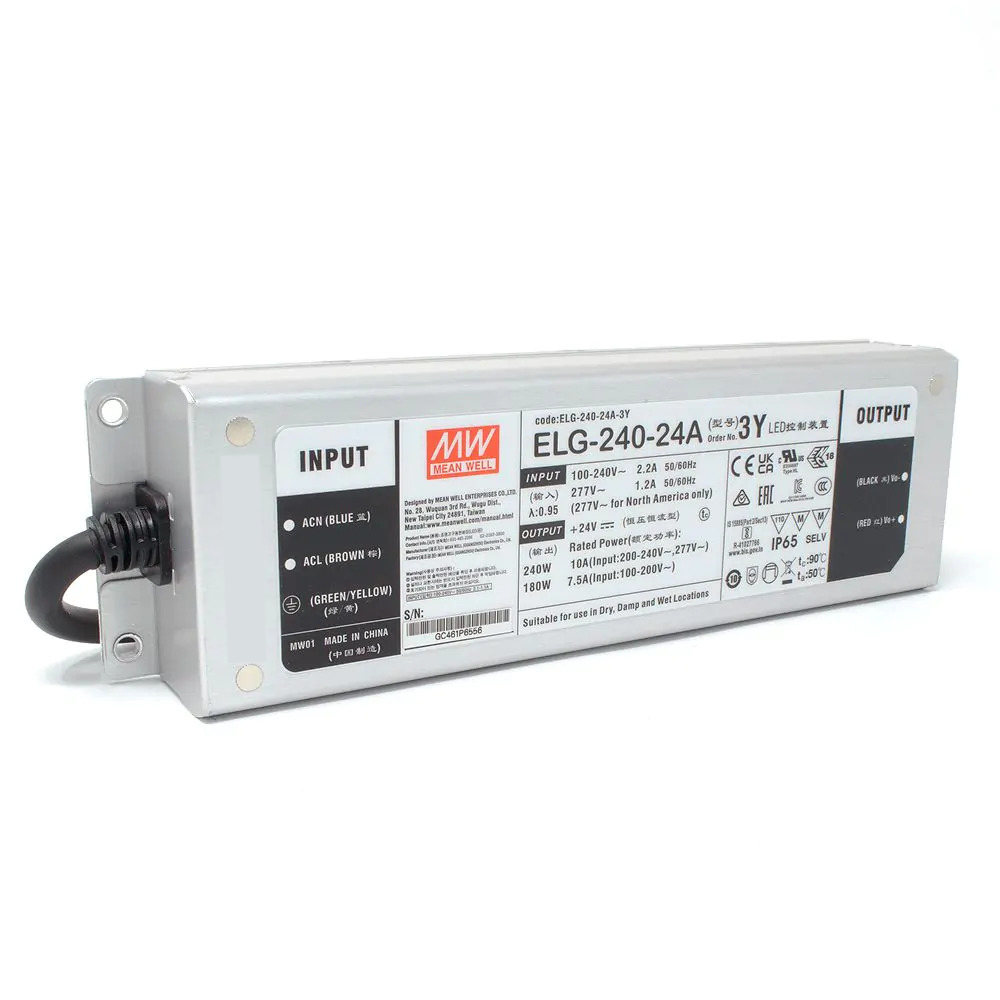 ELG Series 24V LED Driver - 180-240W - Constant Voltage & Current - IP67 Waterproof
