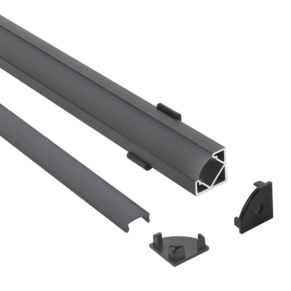 Black Corner 45 Degree Aluminum Channel