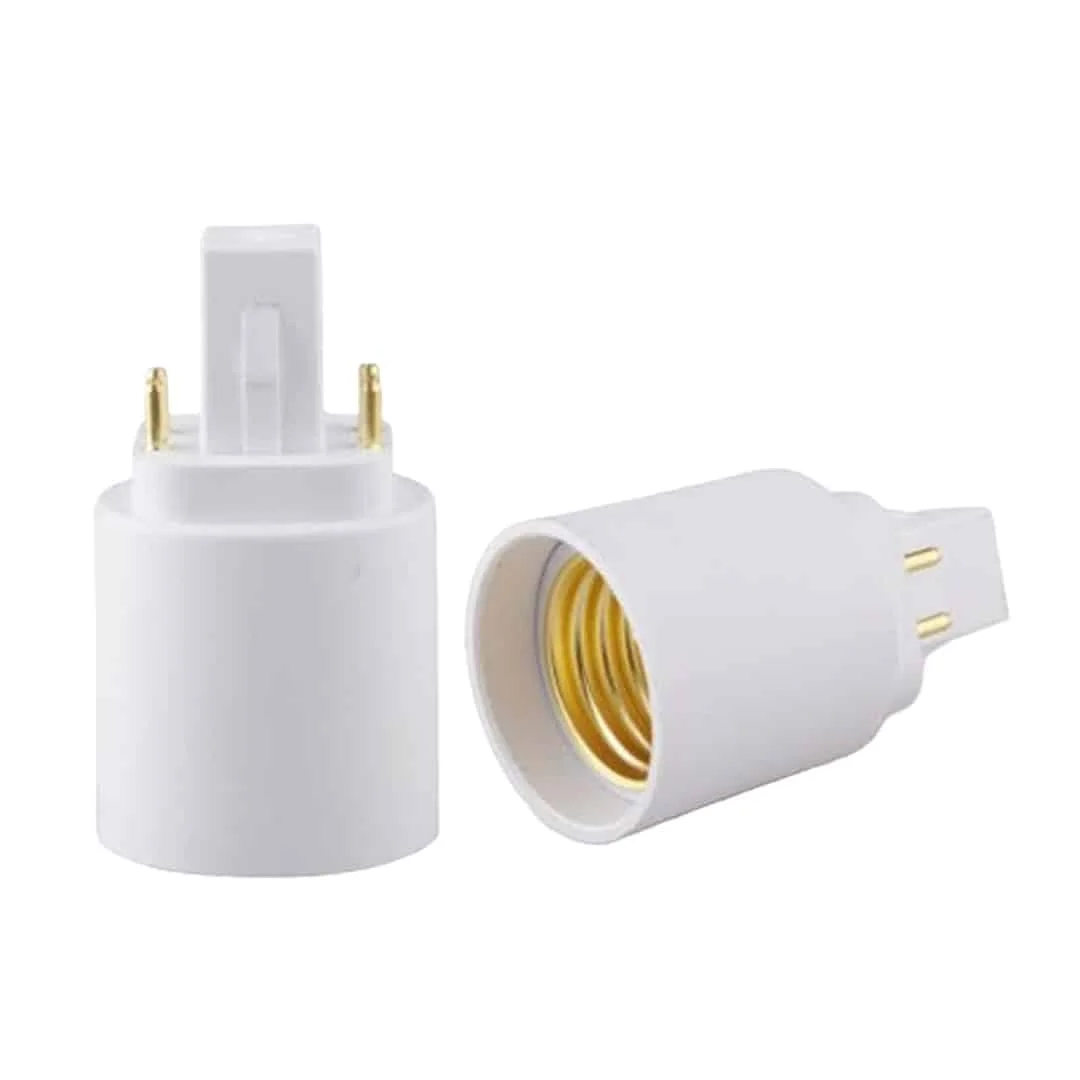 G24 to E26 Light Bulb Adapter – 4-Pin CFL Base to Medium Screw Socket Converter