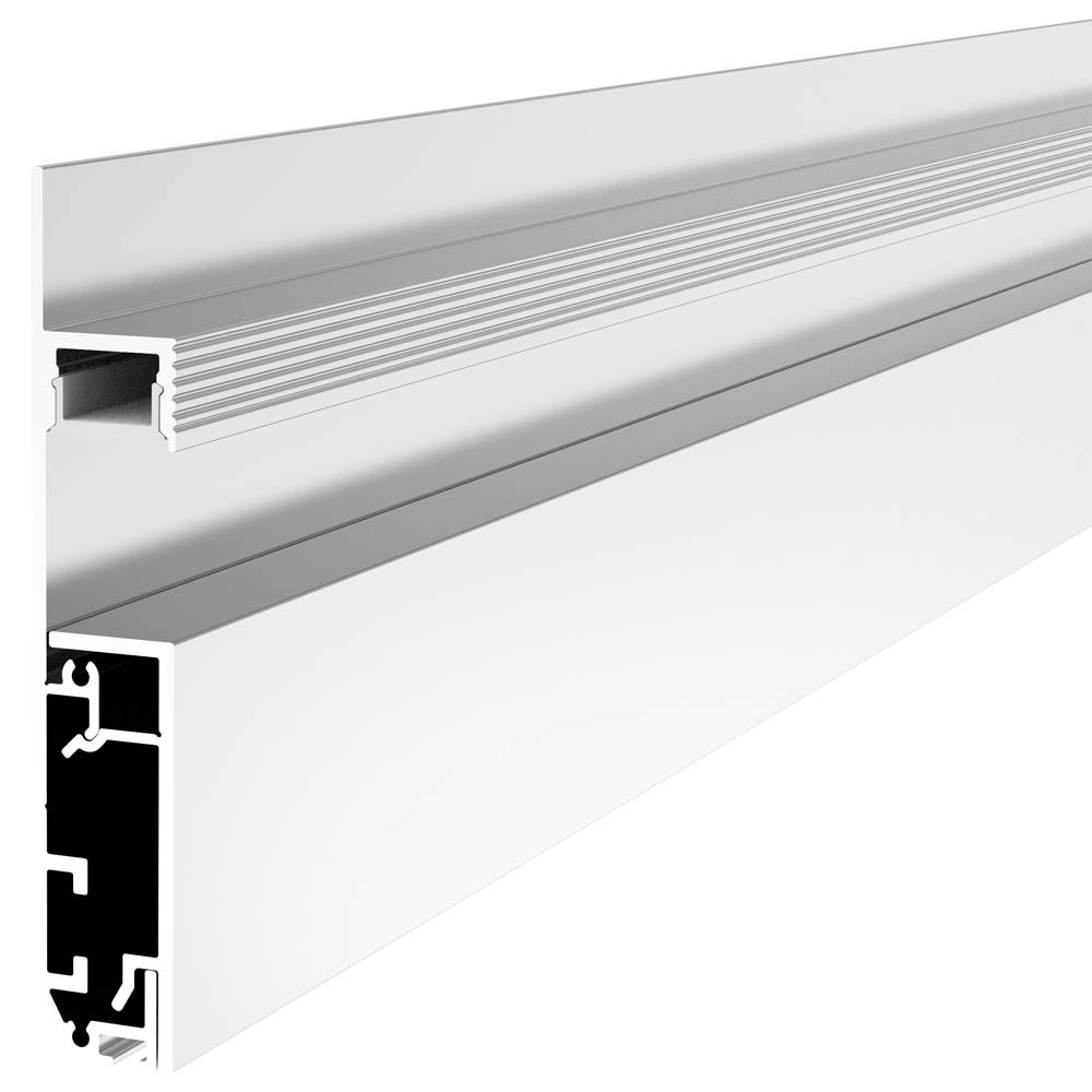 Recessed Baseboard LED Aluminum Channel – 6.4ft, Silver Anodized